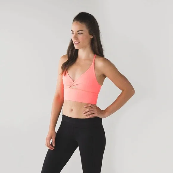RARE Lululemon Twist Bra Long Line in Grapefruit | Size 2 - Picture 4 of 7